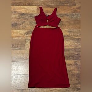 Lulu's Bold Red Ribbed Backless Cutout Dress